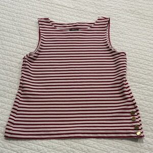 Ann Taylor Striped Sleeveless Top with Button Detail